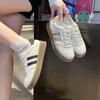 Retro Flat-soled White Shoes Women's 2024 Spring New Student Front Lace-up Sports and Leisure Board Shoes Trendy German Training Shoes