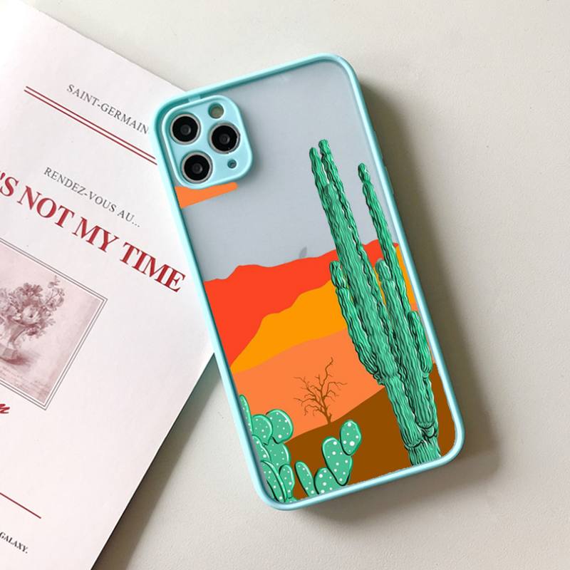 Чехол для телефона с рисунком кактуса, матовый прозрачный для iphone 11 12 13 7 8 plus mini x xs xr pro max чехол