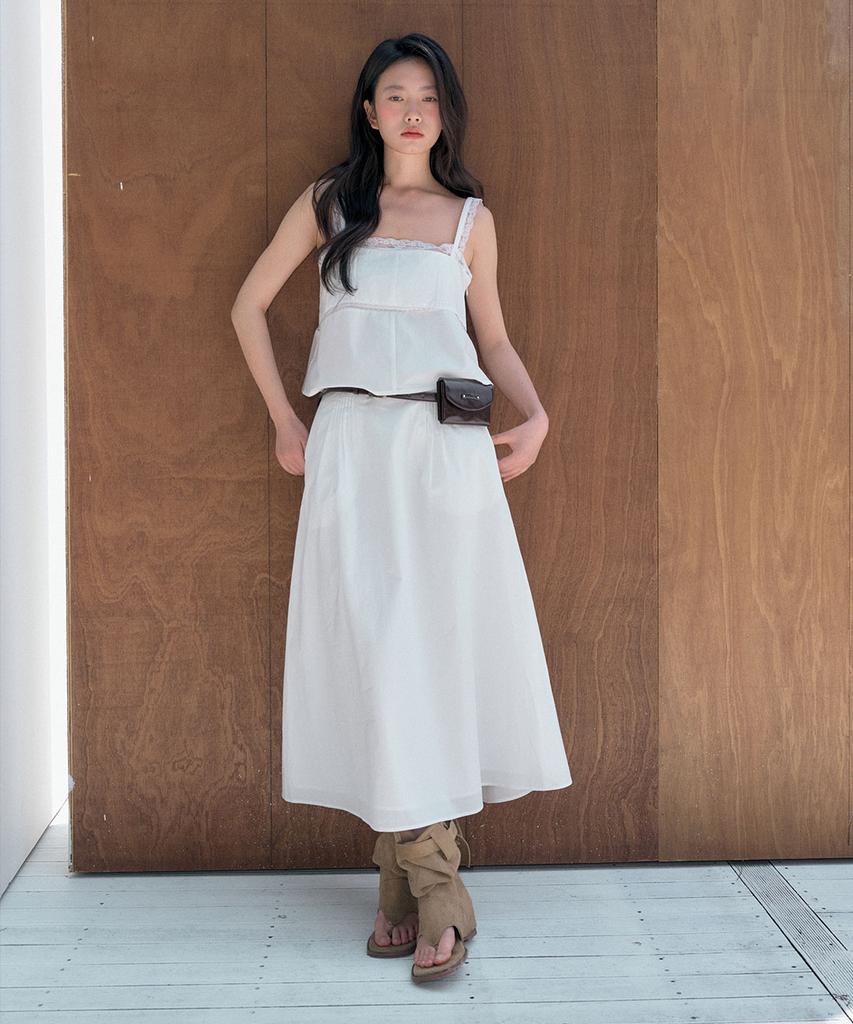 General Idea Minimal Pintuck Midi Skirt [Ivory] / Gf2Lsk522