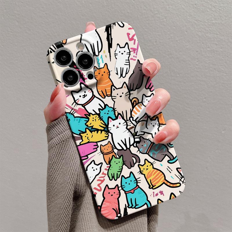 Роскошный Чехол Clmj Swag Милый Кот для iPhone 17 16e 16 15 14 13 12 11 Air Pro Max XS XR Plus Глянцевая Пленка Жесткая PC Крышка