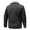 Spring and Autumn New Men's Jacket, Velvet Cotton Tooling Casual Jacket Men's Coat