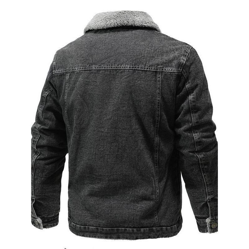 Spring and Autumn New Men's Jacket, Velvet Cotton Tooling Casual Jacket Men's Coat