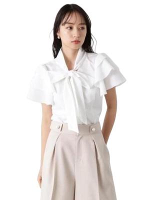 Женская блузка JILL by JILL STUART с рукавами-ярусами и лентой, белая, 125-3110028