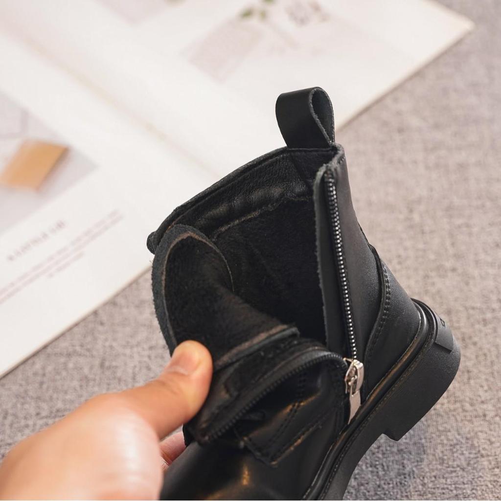 Детский Доктор. Черные ботинки Martens - Британский стиль, С подкладкой из флиса, Короткие ботинки для детей на весну/осень