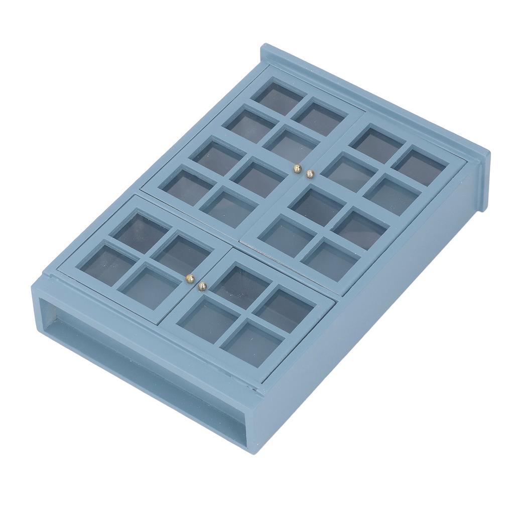 1:12 Scale Dollhouse Furniture Cabinet Dark Blue Miniature Wooden Dollhouse Bookshelf