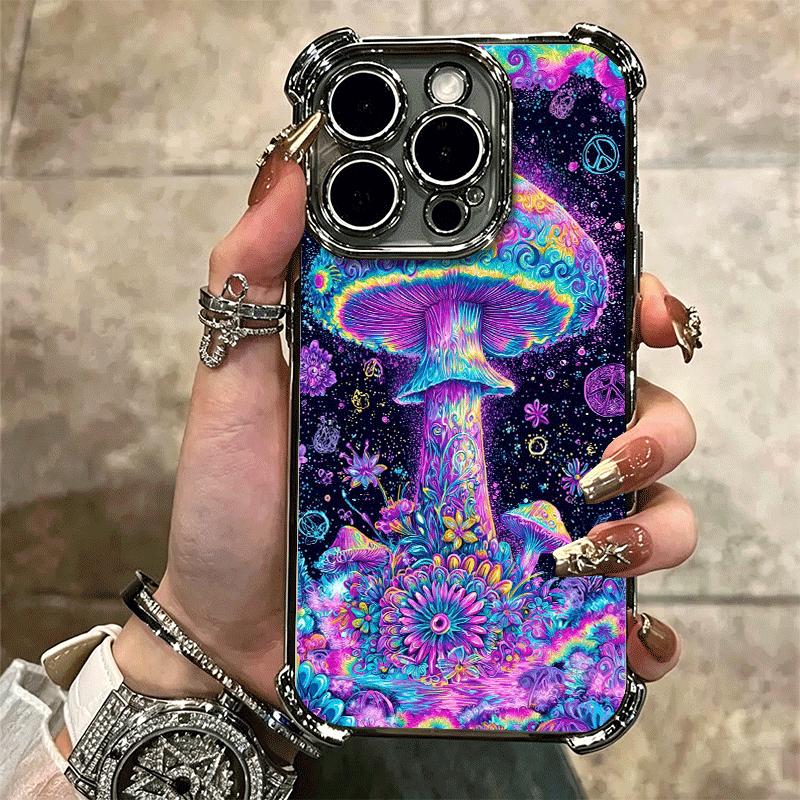 Странный Психоделический Гриб Покрытие Чехол для Телефона Для Iphone 16 17 Pro Max Air 16E 14 15 Plus 12 13 Mini Противоударный Чехол с Подушкой Безопасности