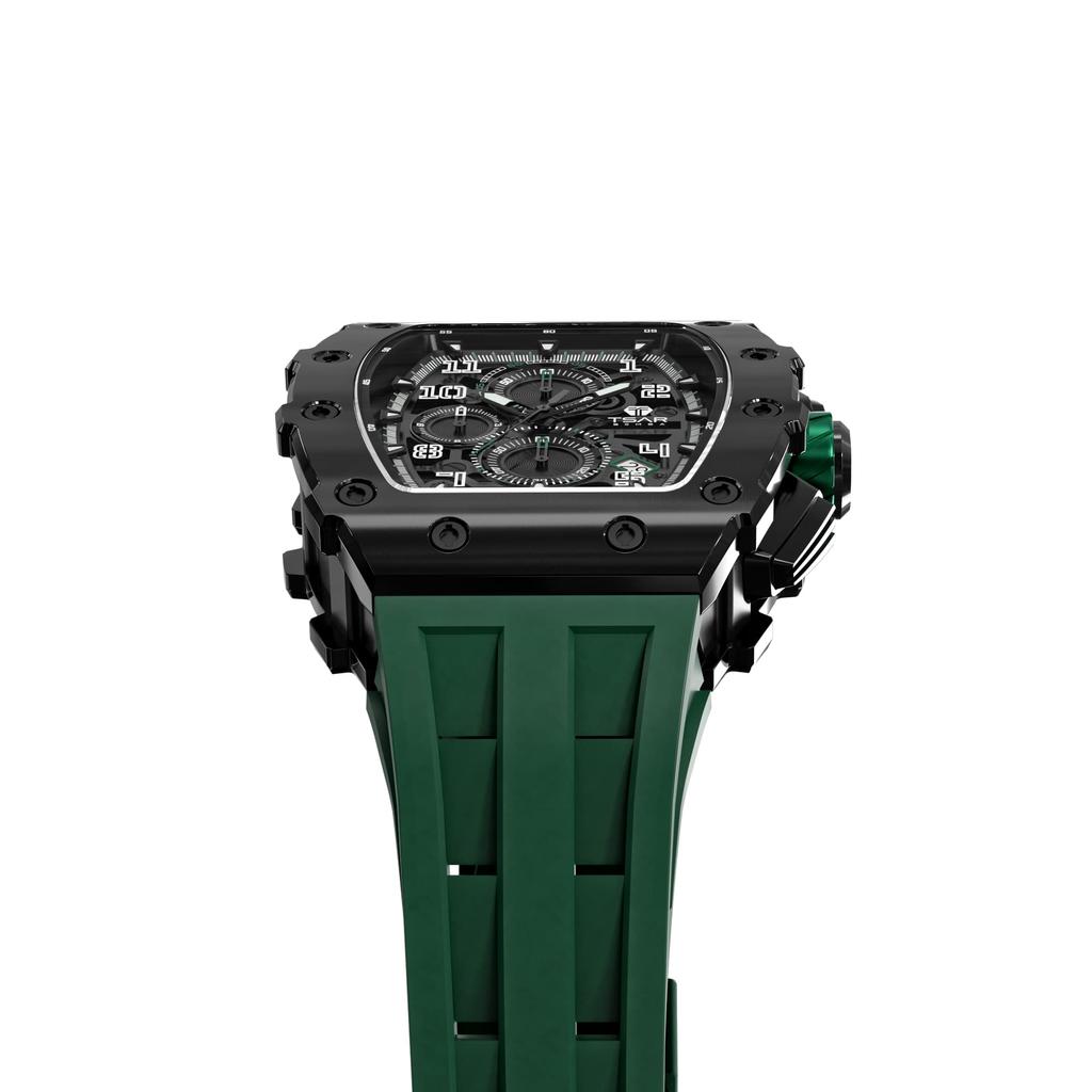 Часы TSAR BOMBA 50M Водонепроницаемые часы Простые и классические часы с циферблатом Tonneau Роскошный силиконовый ремешок из сапфирового стекла и корпус с японским механизмом для мужчин