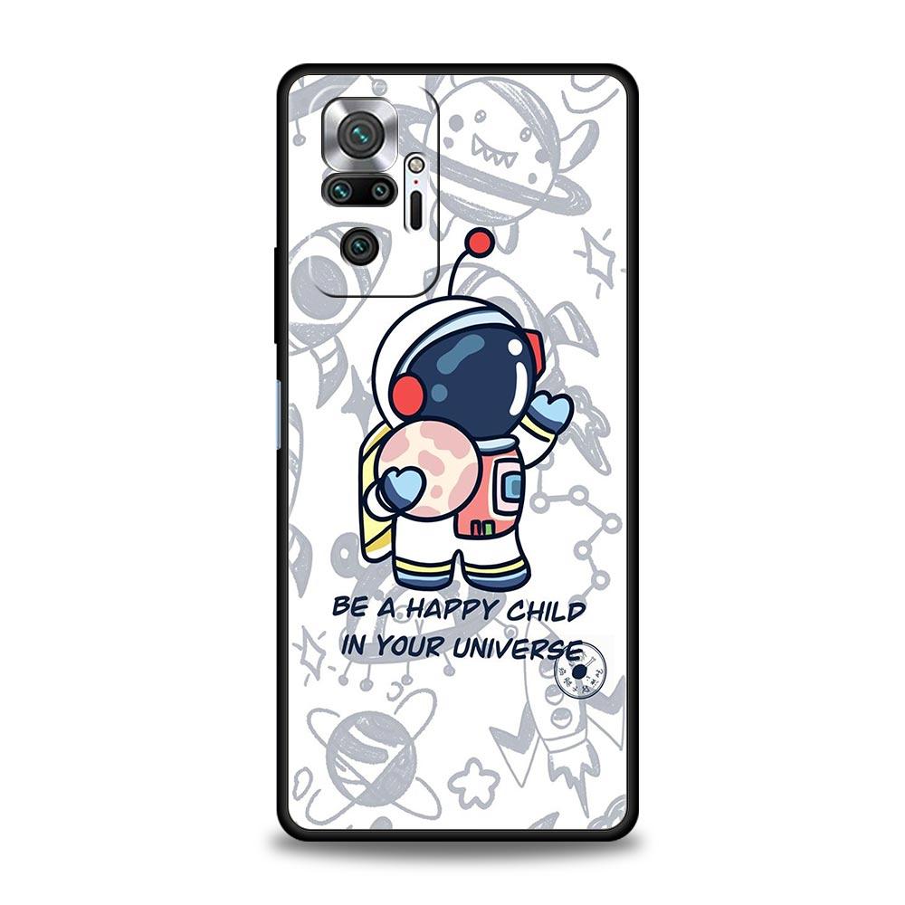 Мультяшный милый чехол-бампер с космонавтом для Redmi 14C 10C Note 15 14 13 12 10 11 K40 Pro Plus 5G Ударопрочный мягкий ТПУ корпус Сумки