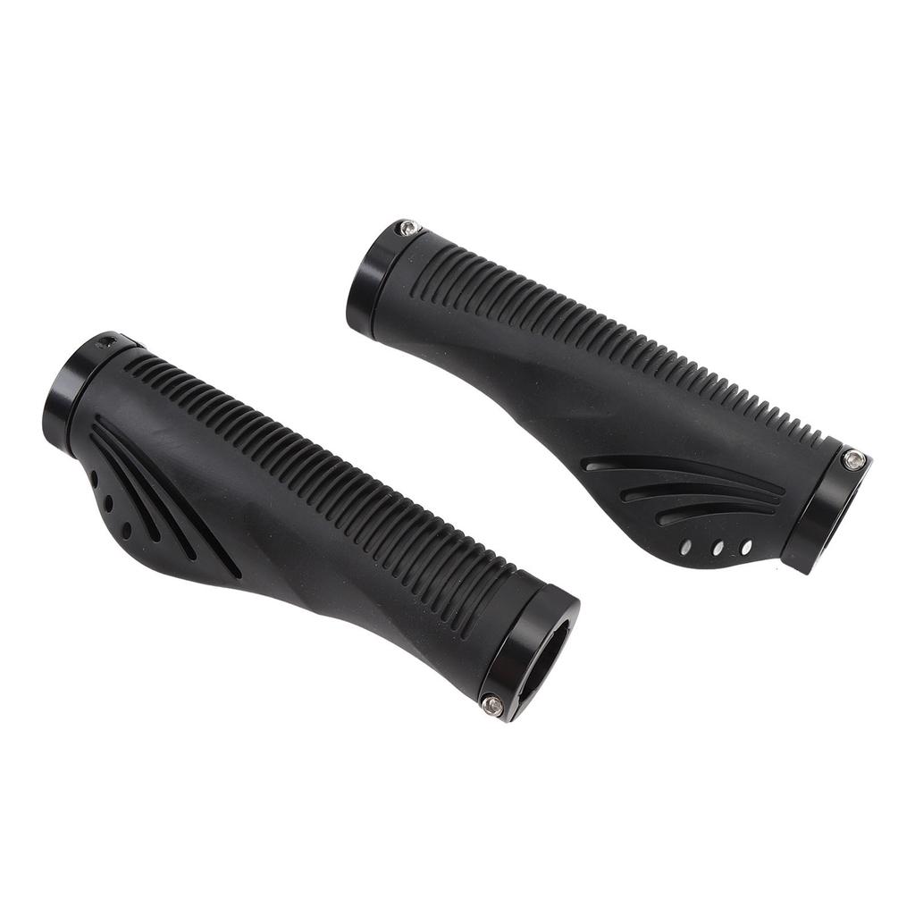 Cycle Handle Grips Aluminium Alloy and Rubber Double End Locking Mountain Cycle Handlebar Grips