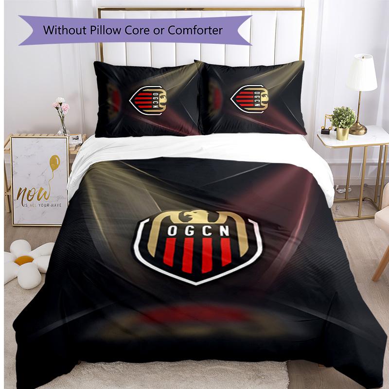 OGC Nice FC Printed 3PCS Bedding Set Breathable Duvet Cover with Pillowcases Decorative Bed Linen for Bedroom Home