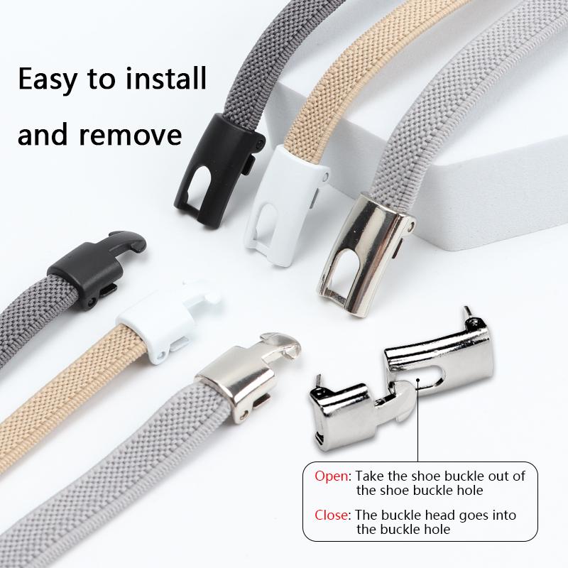 NO.8 4Pcs Cross Lock Shoelaces Without Ties 8MM Width Elastic Laces Sneakers Kids Adult No Tie Shoelace Rubber Bands Shoes Accessorie