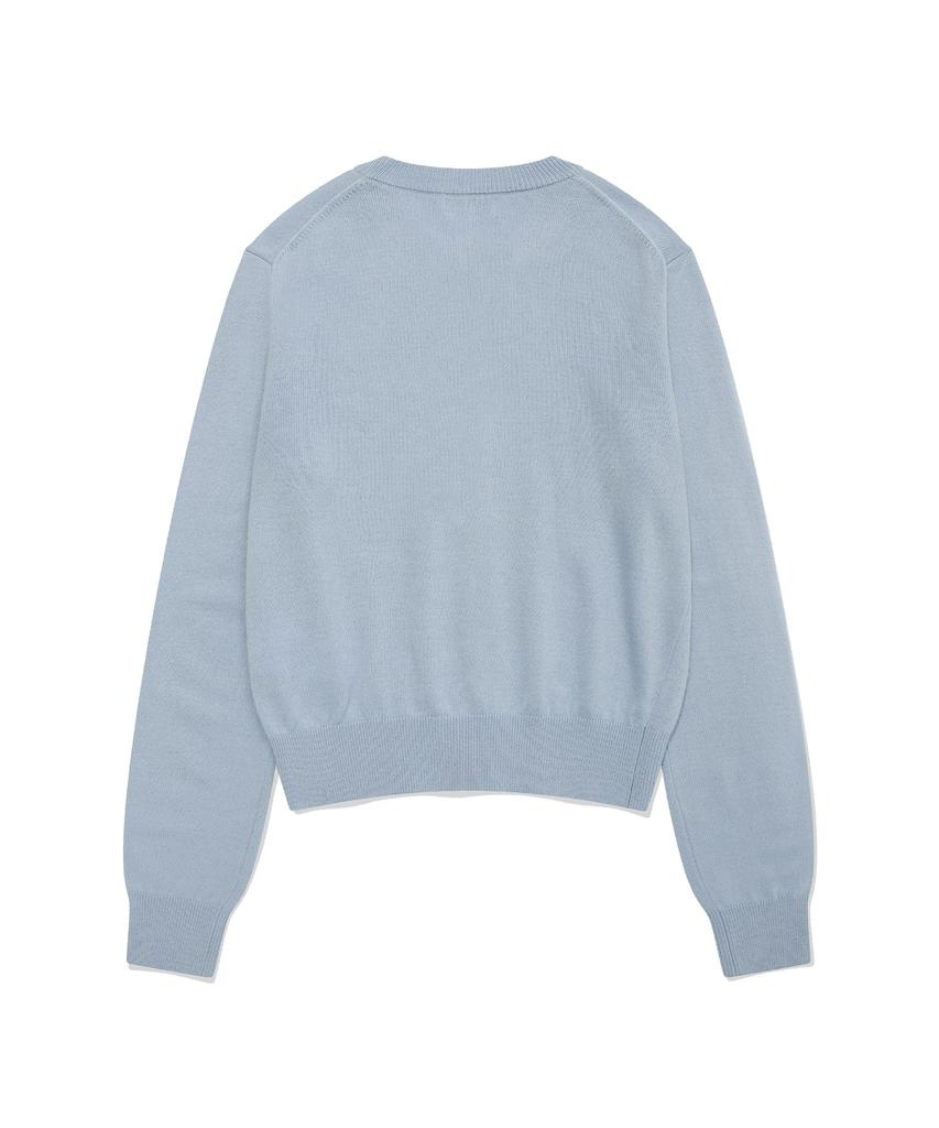 COVERNAT WOMAN Basic Round Wool Knit Cardigan Light Blue