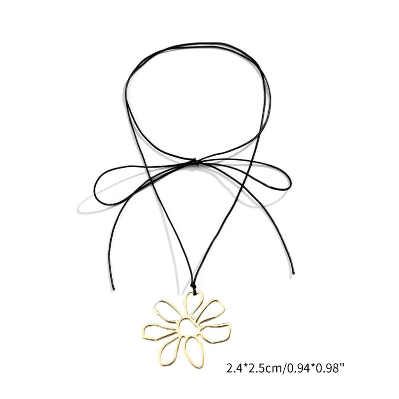 Элегантный Металлический Ажурный Цветочный Чокер Ожерелье Летний Чокер Длинное Ожерелье на Шнуровке Модные Y2K Украшения