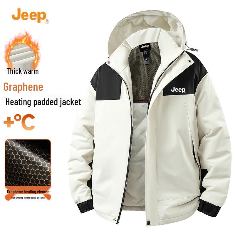 Jeep Мужская зимняя хлопковая парка с отстегивающимся капюшоном 2025