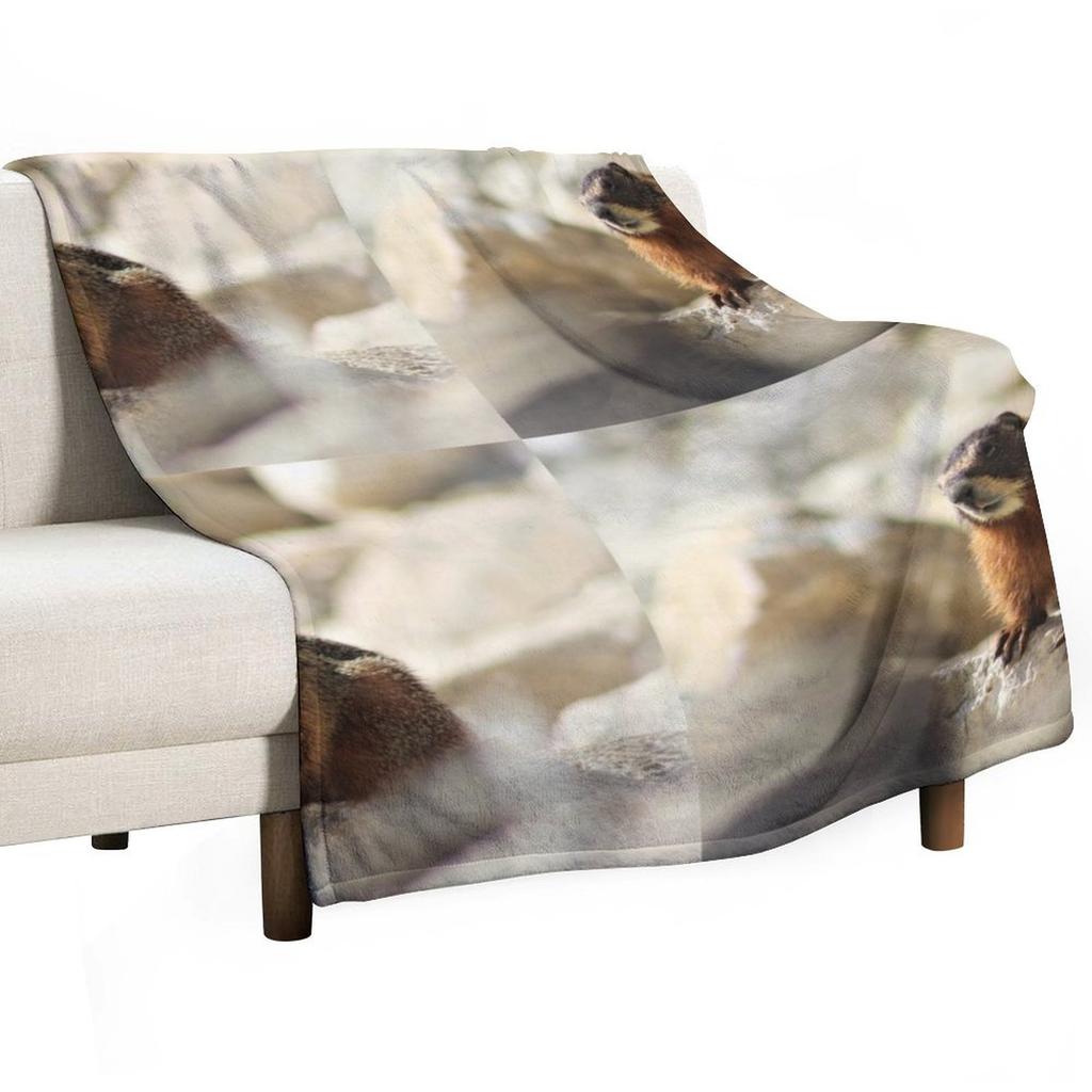marmot Throw Blanket Camping Heavy Cute Plaid Furrys Blankets