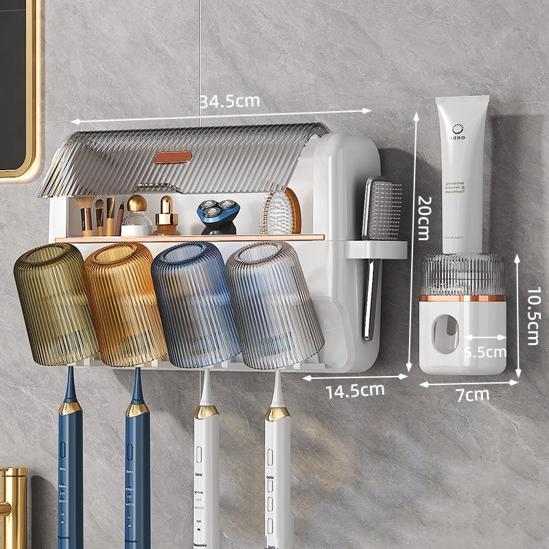 Держатель для зубных щеток, настенный подвесной бытовой набор без перфорации, чехол для зубной щетки, стеллаж для хранения чашки для полоскания рта для ванной комнаты