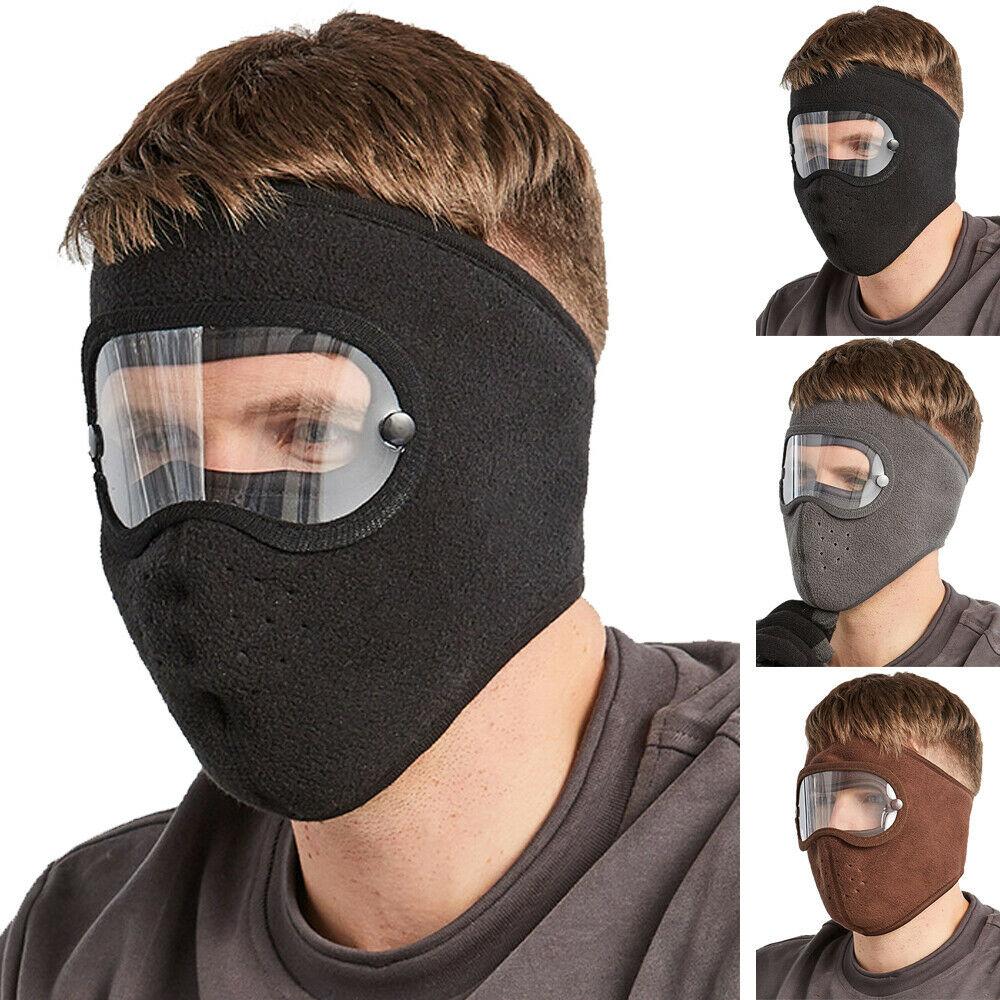 Windproof Face Warm Mask Winter Cap Ski Breathable Masks Fleece Face Shield Caps with HD Goggles Anti-fog Cycling Cap Balaclava