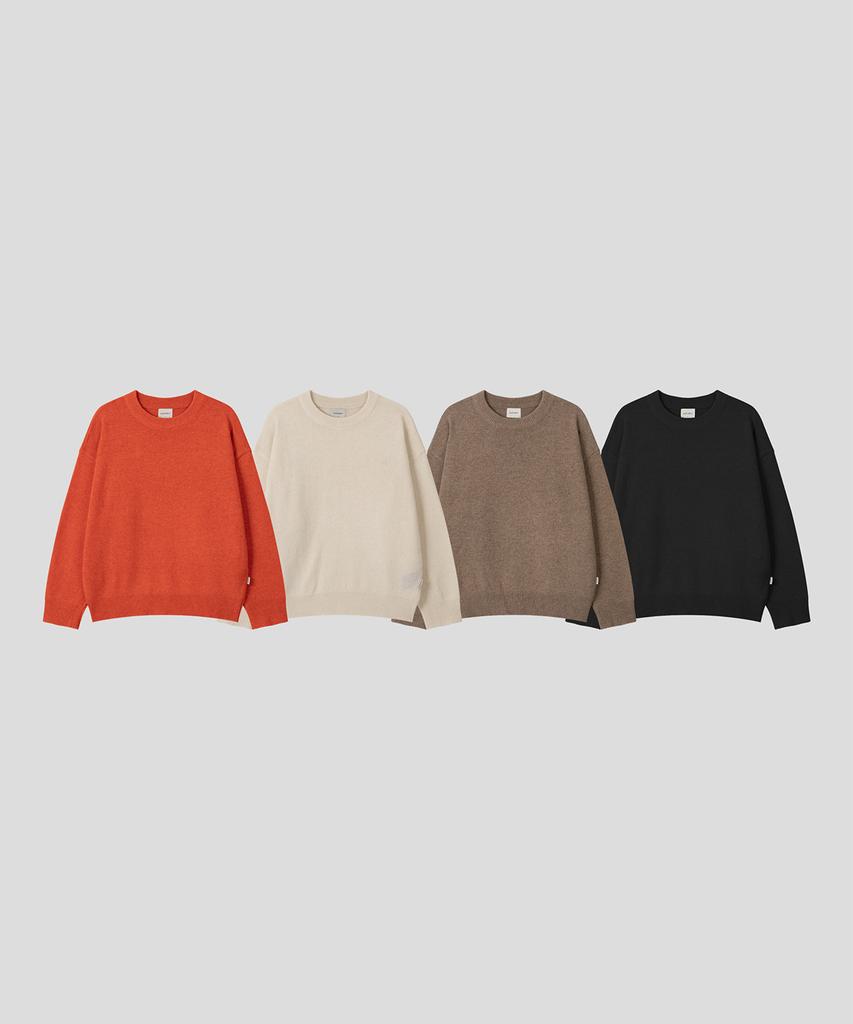 BLACK MOMENT Nature Lambswool Crew Knit [Ivory]
