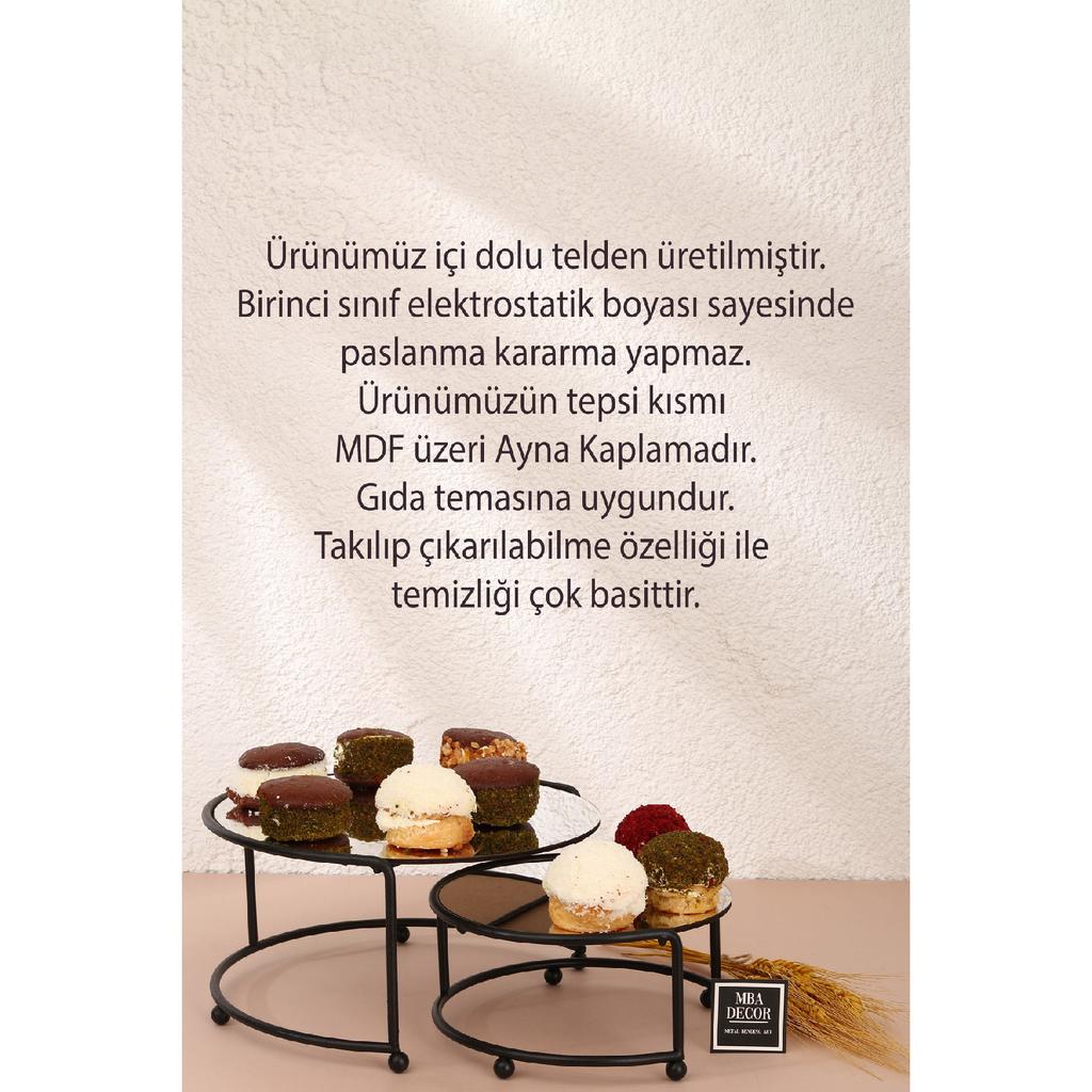 Круглый двойной золотой черный кофейный боковой презентационный подарочный органайзер для лакомств МДФ деревянный 26