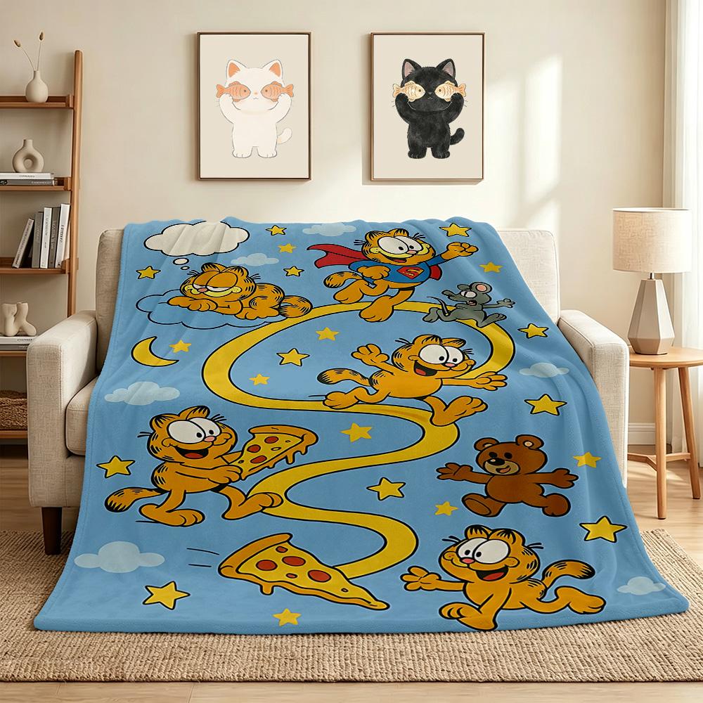 Garfield Adventure Flannel Blanket Throw Blanket Soft Warm Sofa Bed Camping Home Decor Unique Christmas Gift C92233