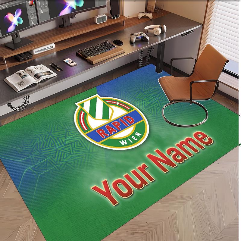 Personalized Crystal Velvet Carpet Rapid Wien FC Pattern Non Slip Floor Rug