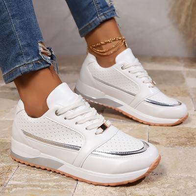 Модные женские кроссовки модные дышащие вулканизированные туфли из искусственной кожи туфли на платформе белые повседневные туфли на шнуровке Zapatos Mujer