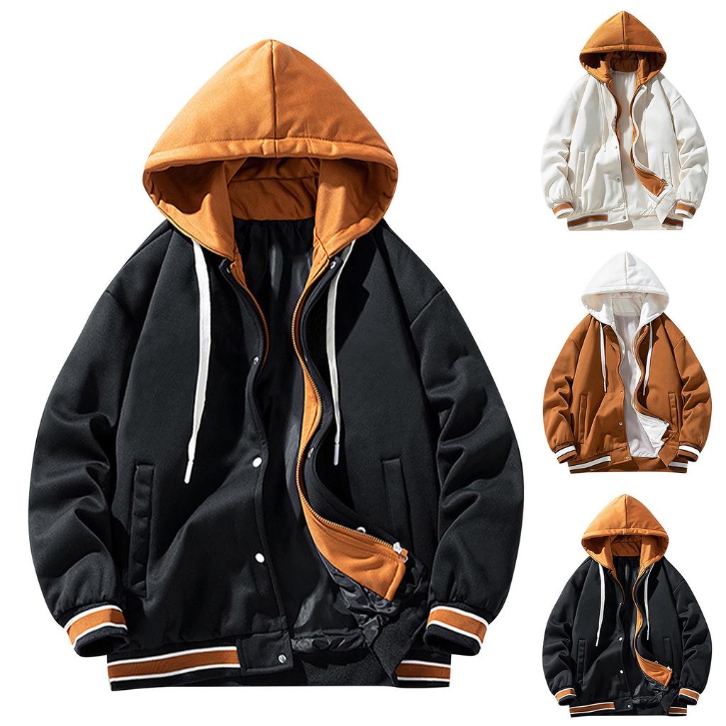 Зимнее мужское пальто из двух частей с капюшоном на молнии, утепленное теплое пальто