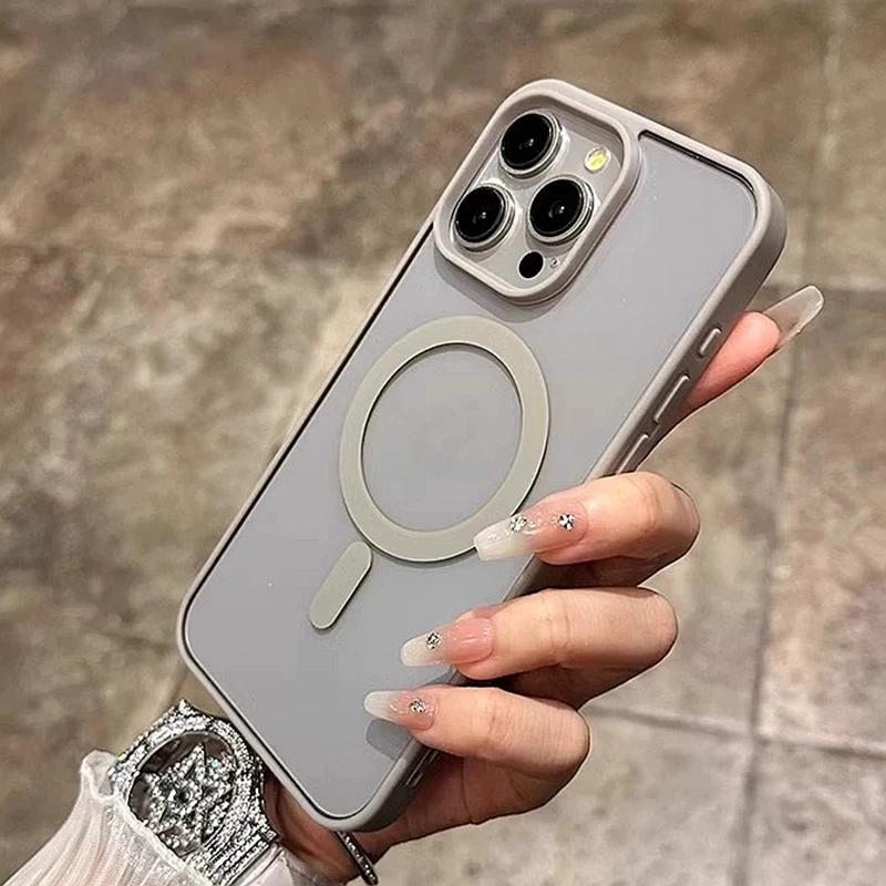 Роскошный Прозрачный Чехол с Беспроводной Зарядкой Magsafe Для iPhone 17 16 15 14 13 12 11 Pro Max Plus Магнитный Бампер Чехлы Обложка