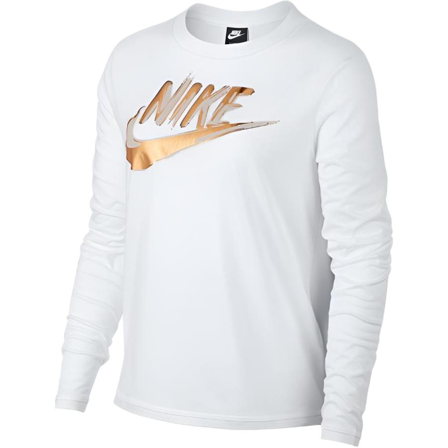 Nike Повседневная футболка с длинным рукавом с логотипом для женщин, белая 939349-100