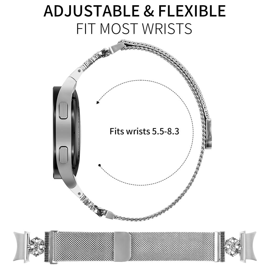 Для Samsung Galaxy Watch6 Classic/Watch6 Миланский ремешок для часов Цветок Ремешок из нержавеющей стали с коннектором