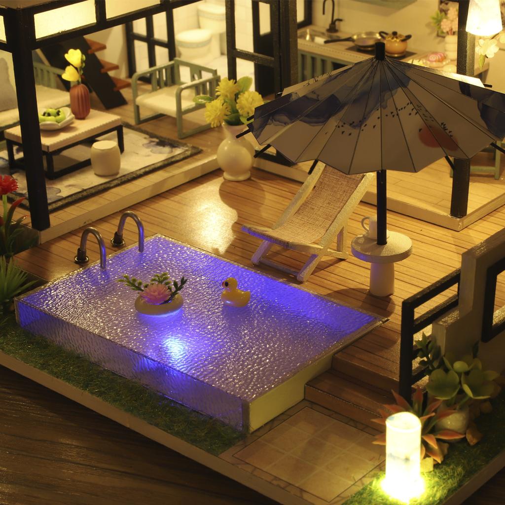 Кукольный домик своими руками, современная вилла, миниатюрный конструктор, мебель, кукольный домик, деревянная головоломка, игрушки для творчества, для взрослых и детей, подарки на день рождения