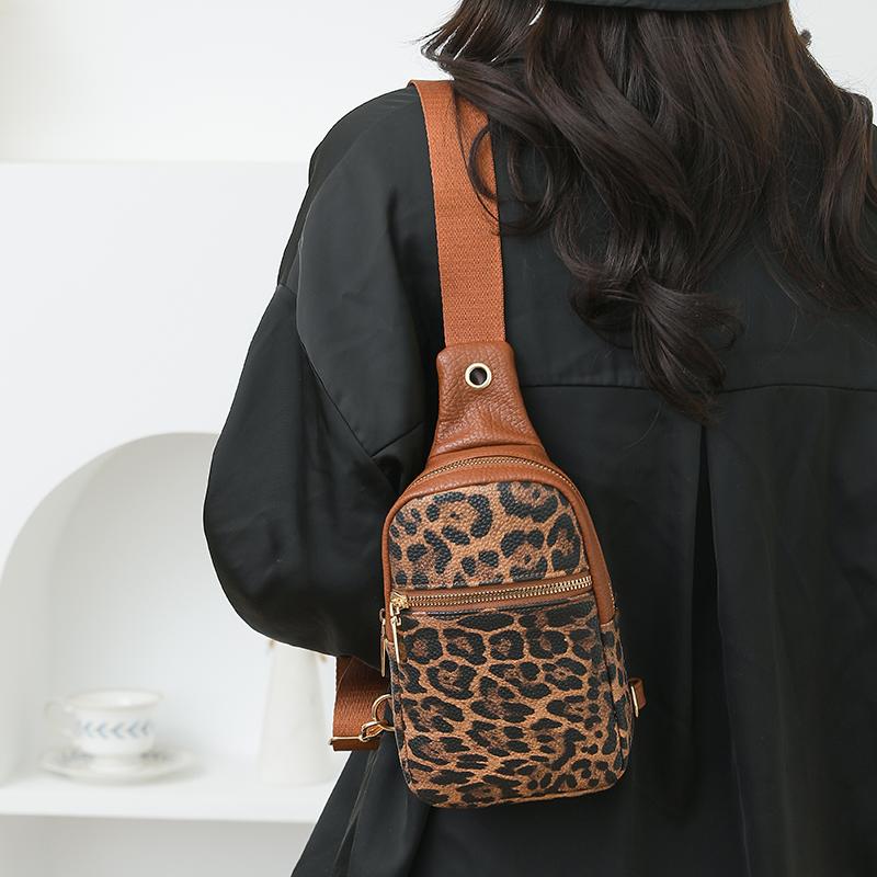 Нагрудная сумка с леопардовым принтом, женская сумка через плечо, контрастная по цвету сумка для мобильного телефона на плечо, маленькая сумка