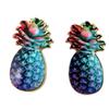 [P7008] - Blue 'Pineapple' Designer Earrings - 15x8 Mm