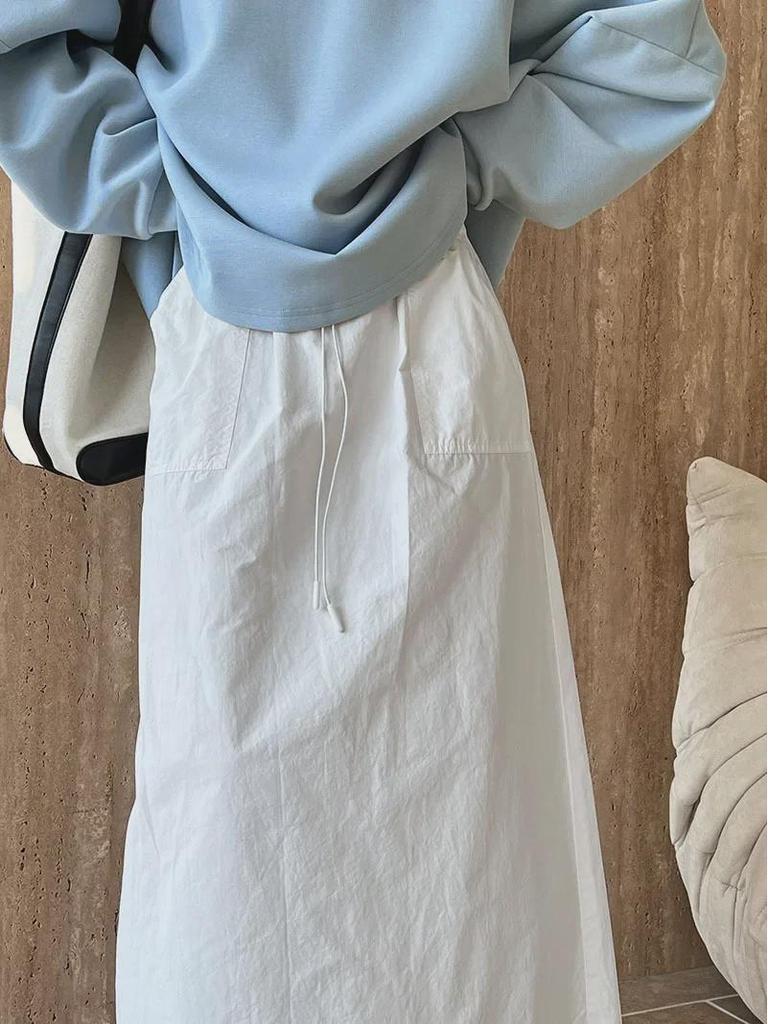 Юбка Luxi Retro 2025 с высокой талией и завязками - новый тонкий прямой дизайн