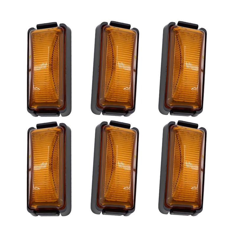 6Pcs 6-LED Amber Side Marker Light Clearance Lamp 10V-30V for Car SUV Van Lorry RV Bus Trailer Truck Boat