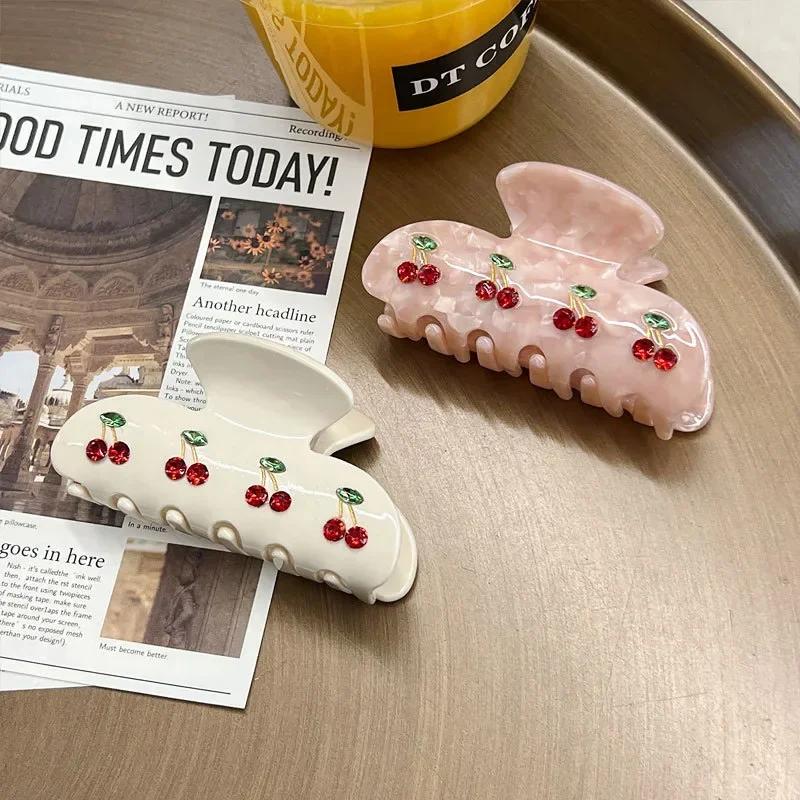 Винтажная 8 см фруктовая вишня кристалл волос коготь для женщин корейский элегантный ацетат коготь клип популярные заколки для волос аксессуары для волос