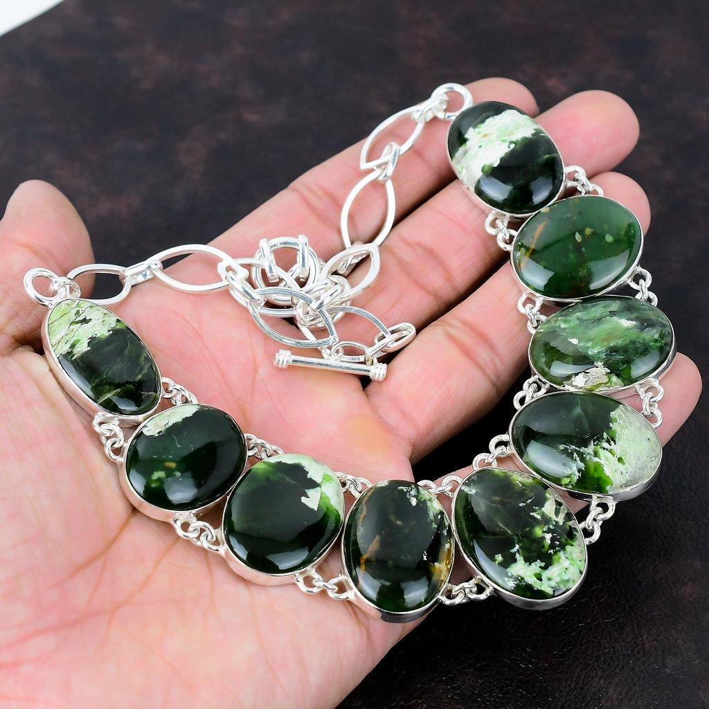 Ожерелье из австралийского хромированного халцедона, ожерелье из стерлингового серебра 925 пробы, регулируемое ожерелье-цепочка, ювелирные изделия ручной работы, ожерелье из драгоценных камней, подарок для мамы