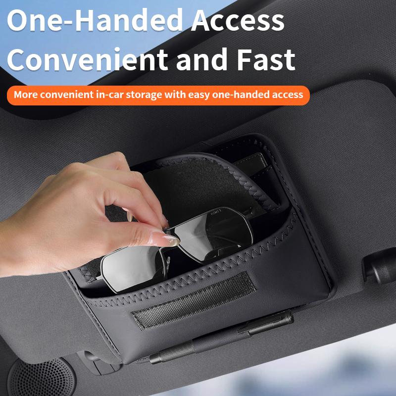 Car Sun Visor Organizer Card Glasses Sunshade Storage Bag PU Leathe Sunglasses Holder for Car Interior Accessories