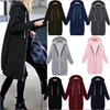 Women's Autumn Winter Hooded Windbreaker Jacket Mid Length with Velvet Lining Pockets Zipper Plus Size