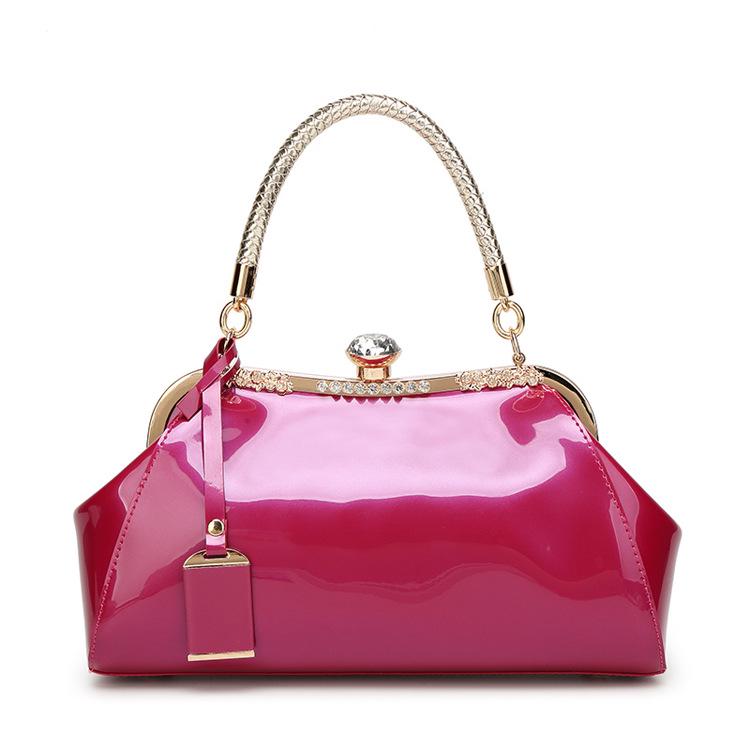 Fashionable Patent Leather Glossy Women's Bag, Red Grand Handbag, Women's One Shoulder Diagonal Cross Bag