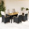 VidaXL Garden Dining Set Cushions 7pcs Black Wicker, Outdoor Dining Set 3276837