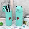 Yousheng Stand Up Pen Case Bear Shape Silicone Storage Box Animal Inspired Design Zipper Closure Gadgets Cosmetics Organizer