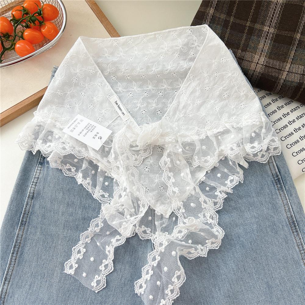 Retro Lace Silk Scarf, Headscarf, Foreign Style Mix And Match, Stacked Triangle Scarf, Skirt, Fart Curtain, Woman