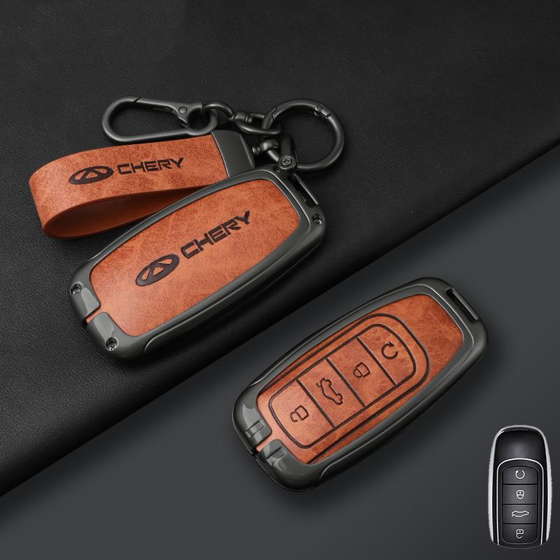 Alloy Leather Car Key Case Cover for Chery Tiggo 8 Pro Omoda 5 Tiggo 8plus New 5 Plus 7pro Jaecoo J7 J8 7 Phev 2025 2024 2023 J111