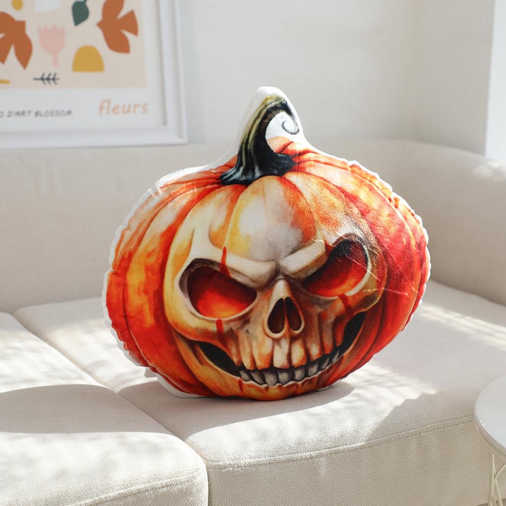 35cm Halloween Orange Pumpkin Zombie Plush Toys Funny Creative Pumpkin Human Skeleton Cushion Cute Stuffed Toys Halloween Gifts