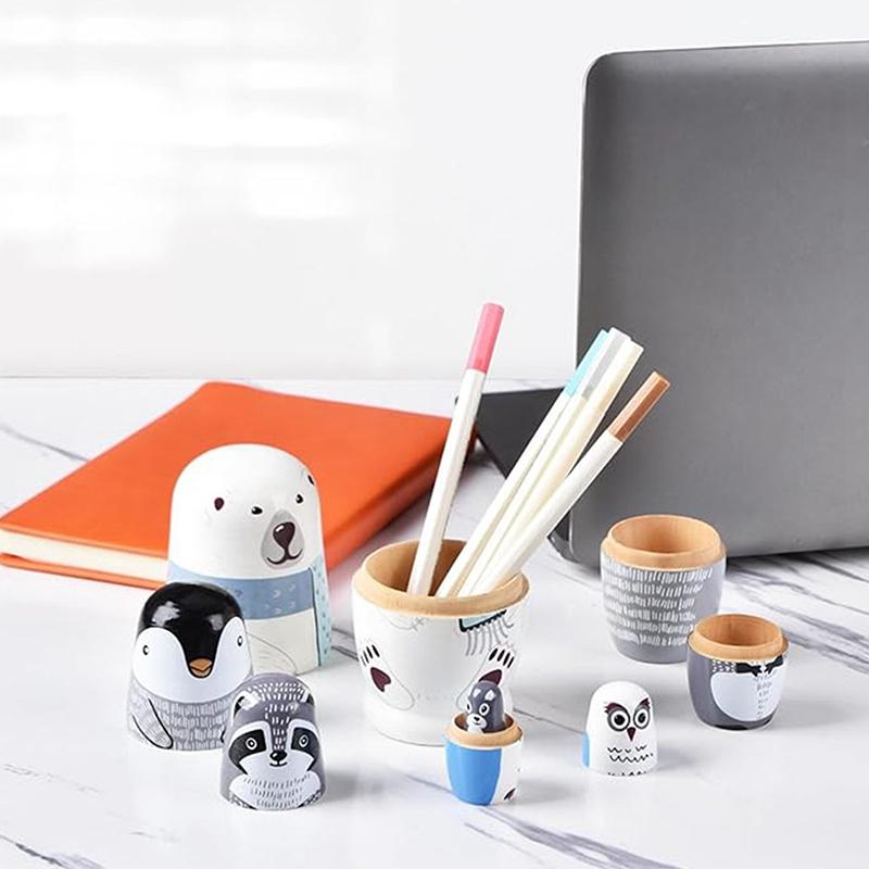 Hand Paint Toys Nesting Dolls Figurines Decorations Wooden Matryoshka Toys Craft Collection Handmade Stacking Dolls