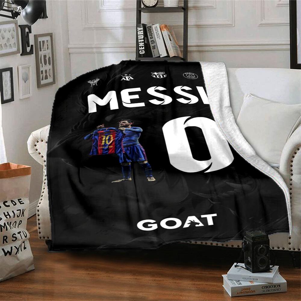 Football Messi Blanket Comfortable Perfect for Picnics Couch Bed for All Seasons Playful Design Birthday Christmas Gift Blanket
