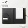 Genuine Leather Binder A4 Clipboard Grained Embossed Leather High Quality Thin A4 Size Leather File Document Case Clip File Board Unisex Black Bi-Fold