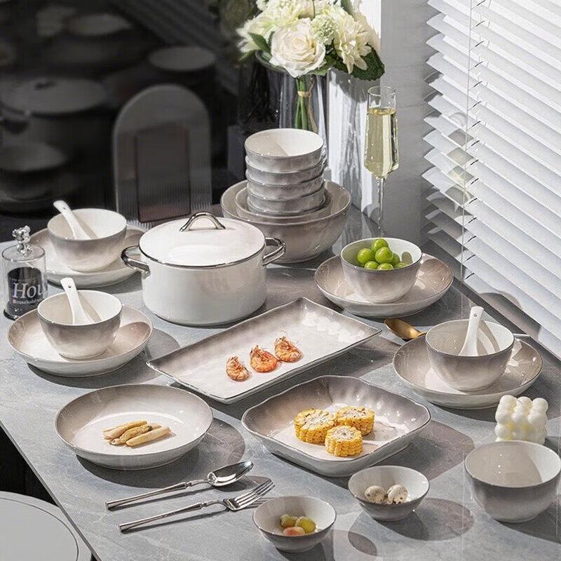 Persson Gradient Grey 44-Piece Ceramic Dinnerware Set