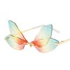 Fashion Butterfly Sunglasses Rimless Dragonfly Wing Sunglasses Women Vintage Clear Ocean Lens Eyewear Cycling Shades UV400